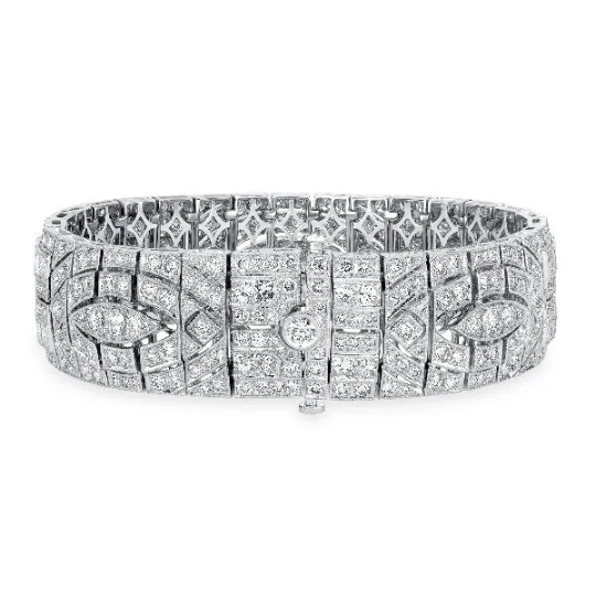 14K White Gold Sparkling Bridal Bangle Bracelet For Women Valla Jewelry