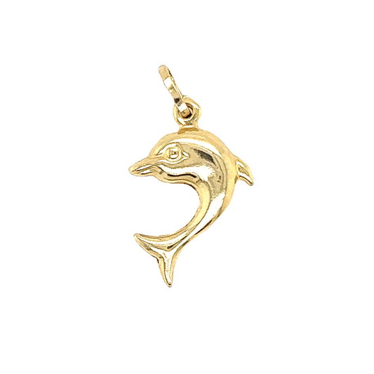 Yellow Gold Natural Diamond Dolphin Pendant
