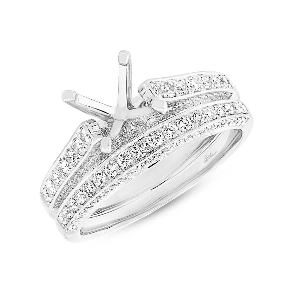 14k White Gold Diamond Semi-mount Ring 2-pc for 1.50ct Center - 0.73ct