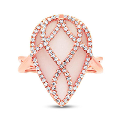 Diamond & 8.09ct Rose Quartz 14k Rose Gold Ring - 0.40ct