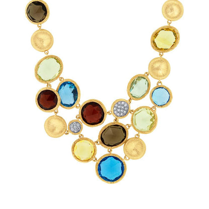 Diamond & Multi-color Stone 14k Yellow Gold Necklace - 0.17ct