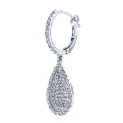 14k White Gold Diamond Pave Drop Earring - 0.90ct