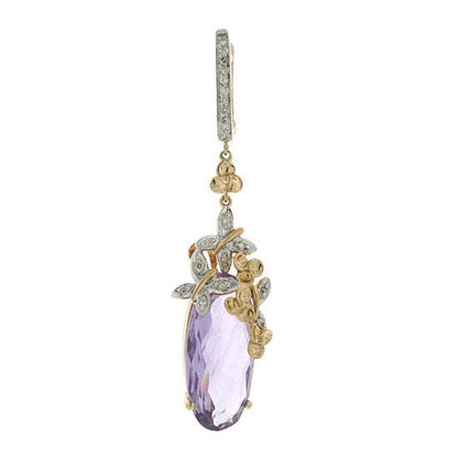 Diamond & 14.13ct Amethyst 14k Two-tone Rose Gold Earring - 0.25ct