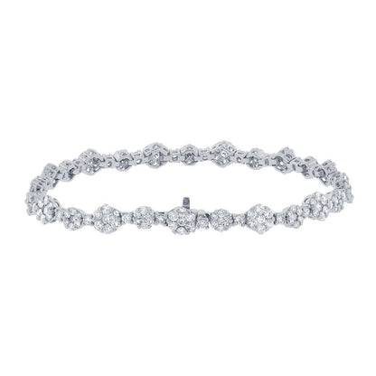 18k White Gold Diamond Cluster Lady's Bracelet - 4.18ct