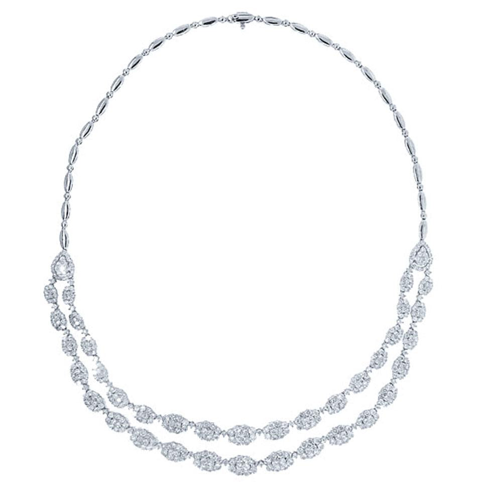 18k Classy White Gold Diamond Necklace - 14.47ct V0089