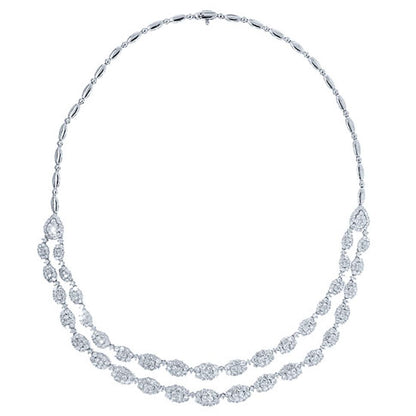 18k Classy White Gold Diamond Necklace - 14.47ct V0089