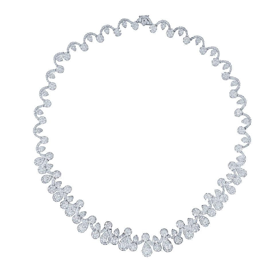 18k White Gold Diamond Necklace - 17.83ct V0091