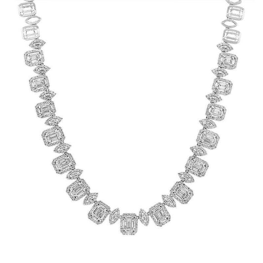 18k White Gold Diamond Necklace - 10.07ct V0083