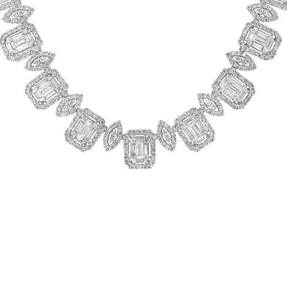 18k White Gold Diamond Necklace - 10.07ct V0083