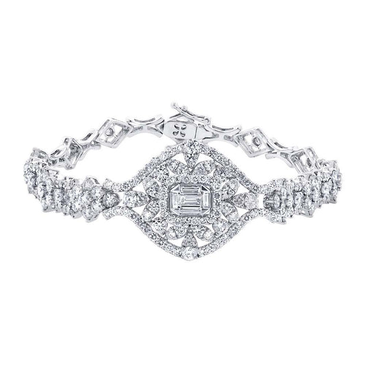 18k White Gold Diamond Lady's Bracelet - 6.19ct