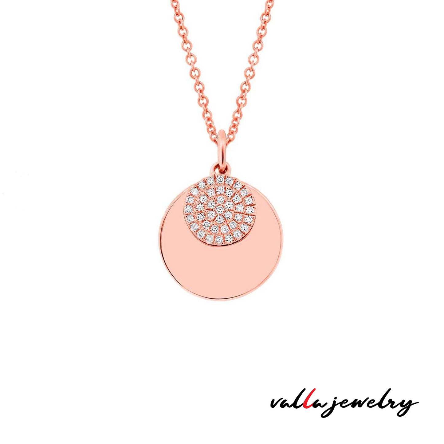 14k Rose Gold Fashionable Necklace with  Diamond Circle Pendant - 0.09ct V0189