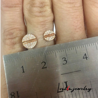 14k Rose Gold Diamond Double Circle Ring V0227