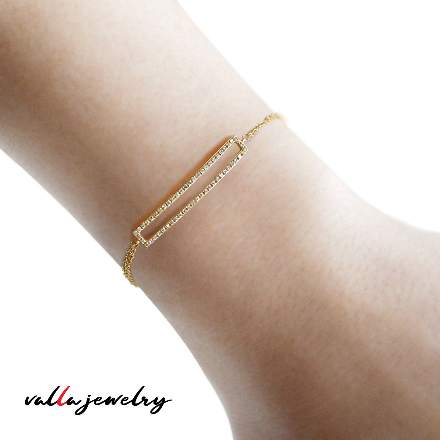 14k Yellow Gold Diamond Bar Bracelet