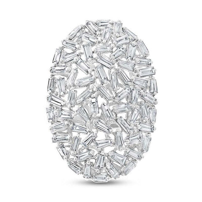14k White Gold Diamond Baguette Lady's Ring - 2.97ct