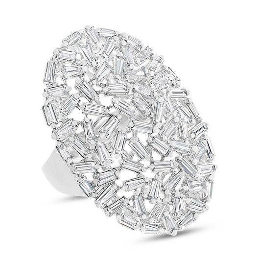 14k White Gold Diamond Baguette Lady's Ring - 2.97ct