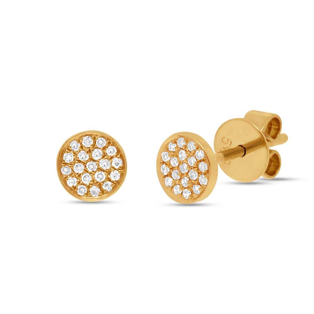 14k Yellow Gold Diamond Pave Stud Earring