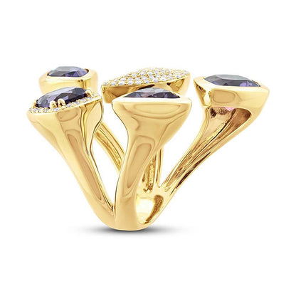 Diamond & 6.84ct Amethyst 14k Yellow Gold Ring - 0.44ct