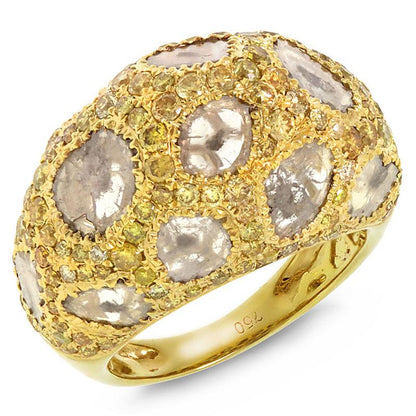 18k Yellow Gold Fancy Color Diamond Ring - 3.83ct