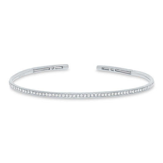 14k White Gold Diamond Bangle - 0.50ct