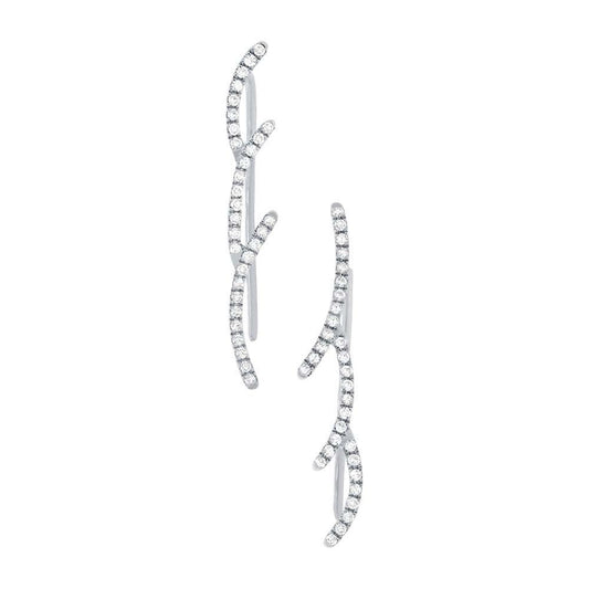 14k White Gold Diamond Ear Crawler Earring