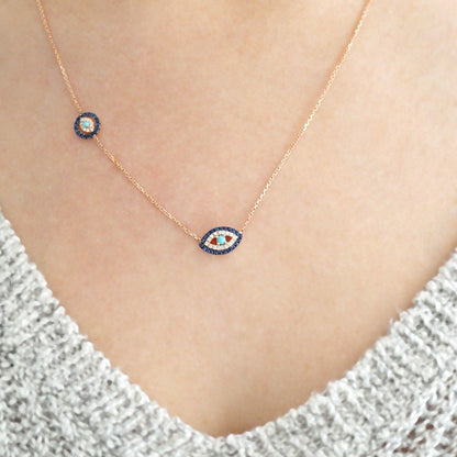 14k Rose Gold Evil Eye Necklace