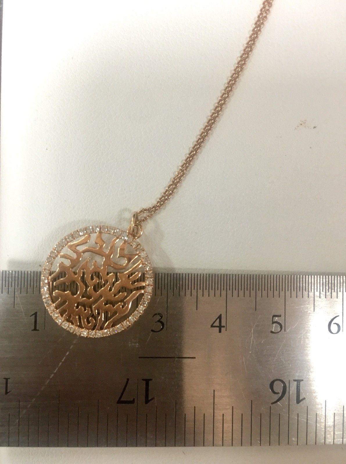 14k Rose Unique Gold Circle Necklace with Round Natural Diamonds V0191