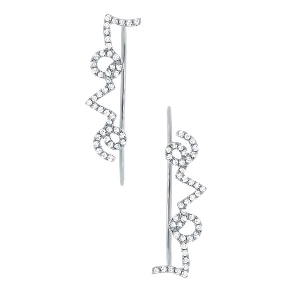 14k White Gold Diamond Ear Crawler Earring