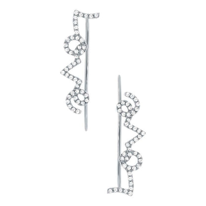 14k White Gold Diamond Ear Crawler Earring