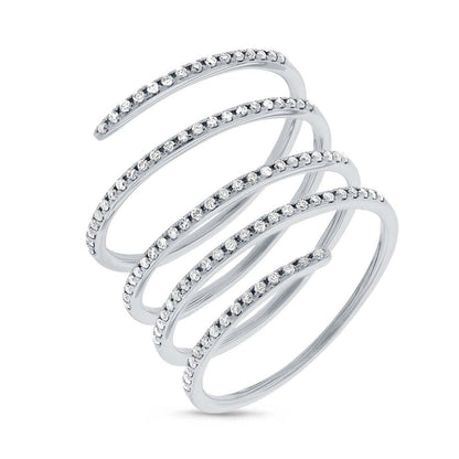 14k White Gold Diamond Spiral Lady's Ring Size 8.5 - 0.36ct