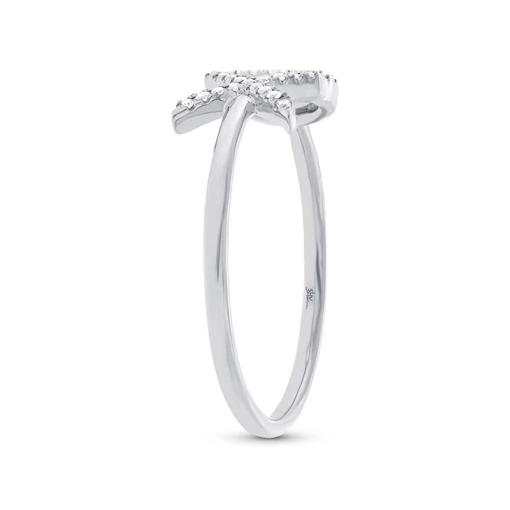 14k White Gold Diamond ''XO'' Ring Size 6 - 0.09ct