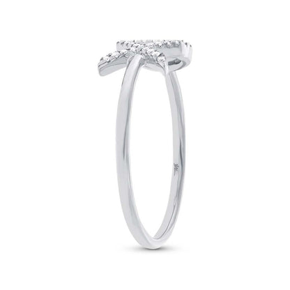 14k White Gold Diamond ''XO'' Ring Size 6 - 0.09ct