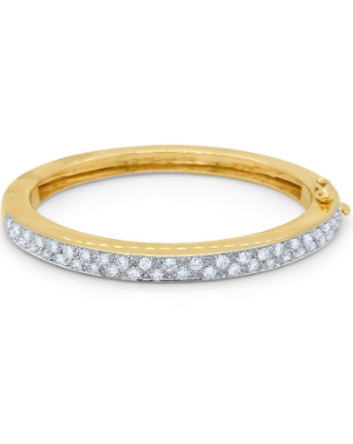 18K Yellow Gold Bangle With Natural Diamond