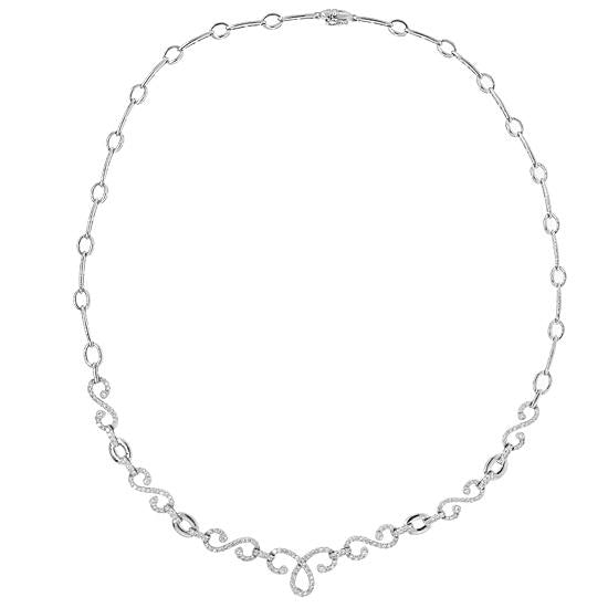 18k Classy  White Gold Diamond Necklace - 1.45ct V0081