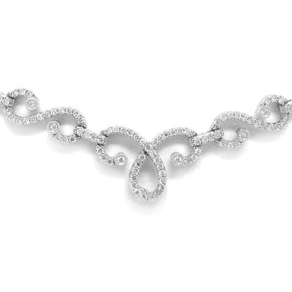 18k Classy  White Gold Diamond Necklace - 1.45ct V0081