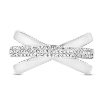 14k White Gold Diamond Pave Ring - 0.24ct