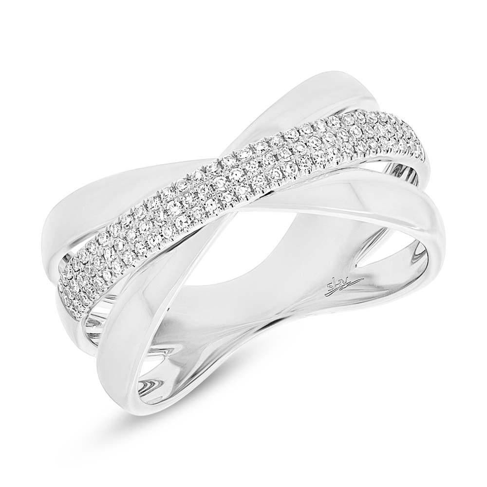 14k White Gold Diamond Pave Ring - 0.24ct