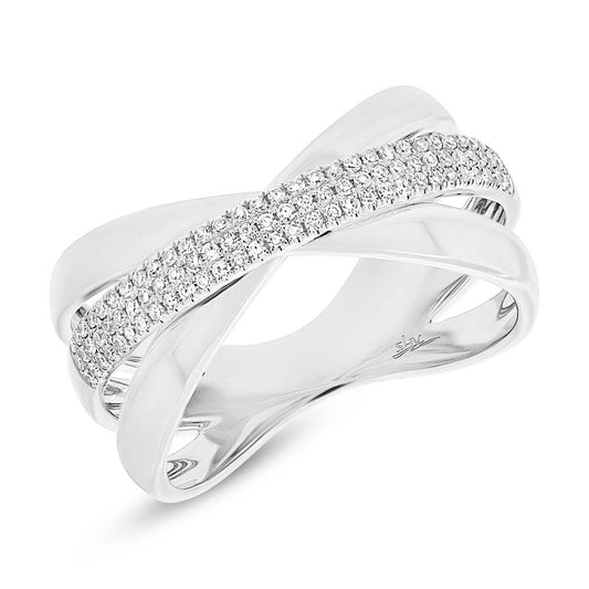 14k White Gold Diamond Pave Ring - 0.24ct