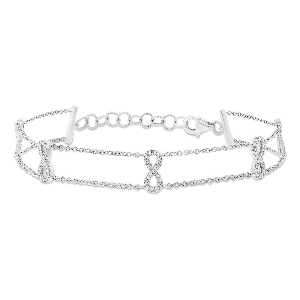 14k White Gold Diamond Ribbon Bow Bracelet - 0.25ct