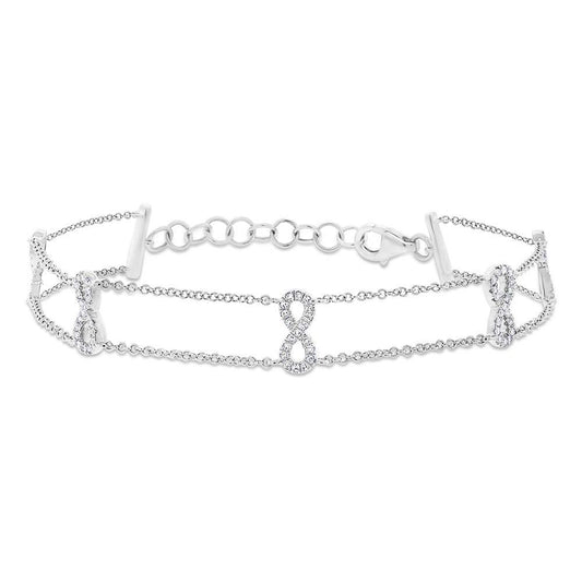 14k White Gold Diamond Ribbon Bow Bracelet - 0.25ct