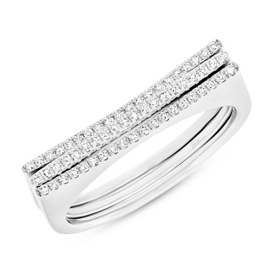 14k White Gold Diamond Puzzle Ring 2-pc - 0.18ct