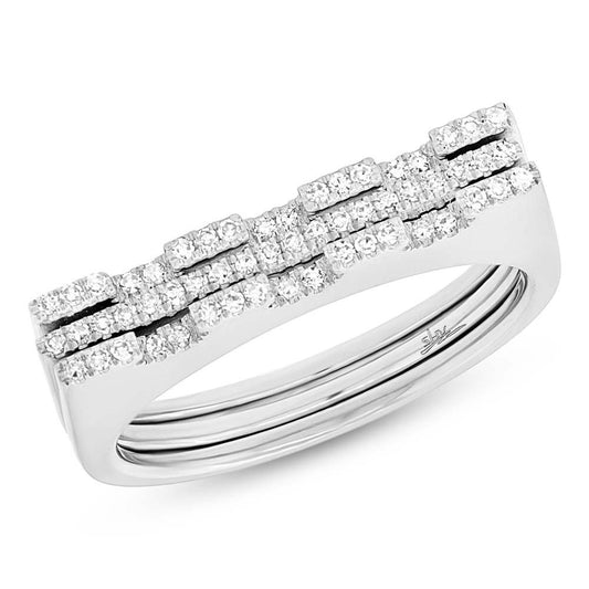 14k White Gold Diamond Puzzle Ring 2-pc - 0.22ct