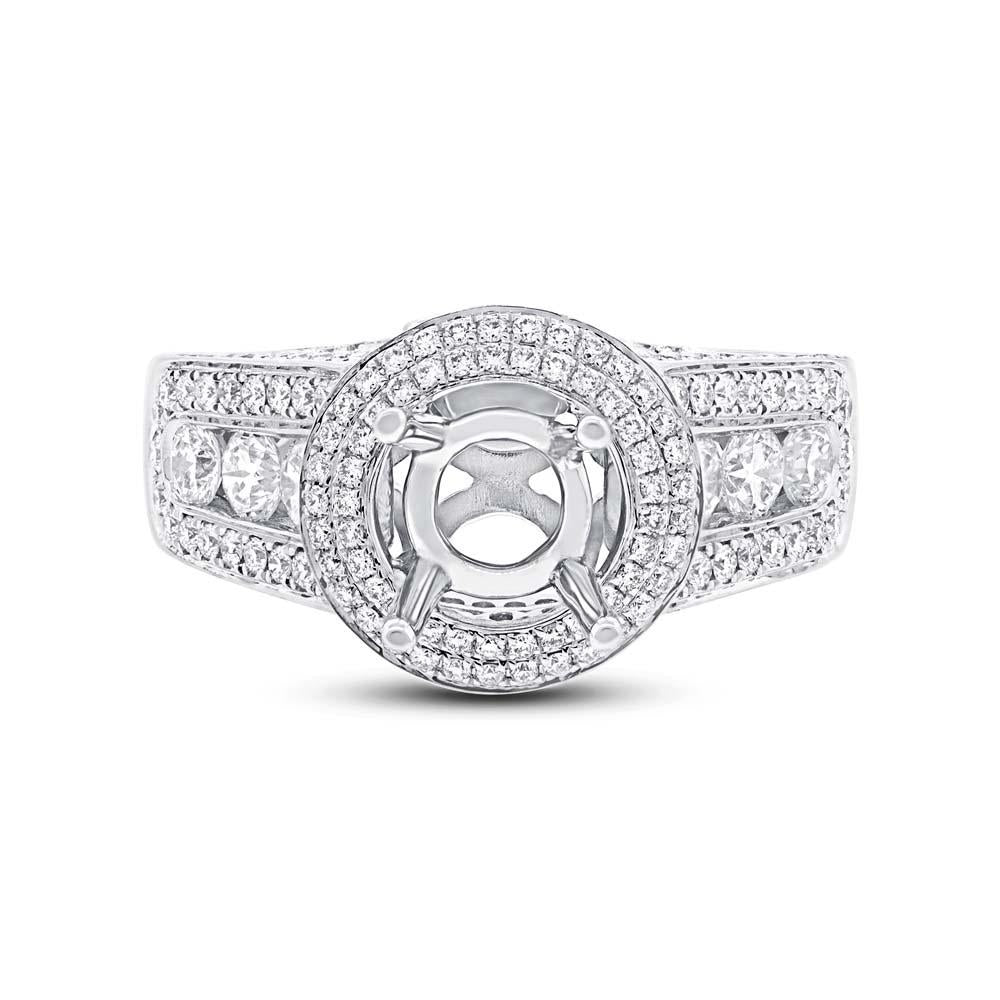 18k White Gold Diamond Semi-mount Ring Size 6.5 - 1.50ct