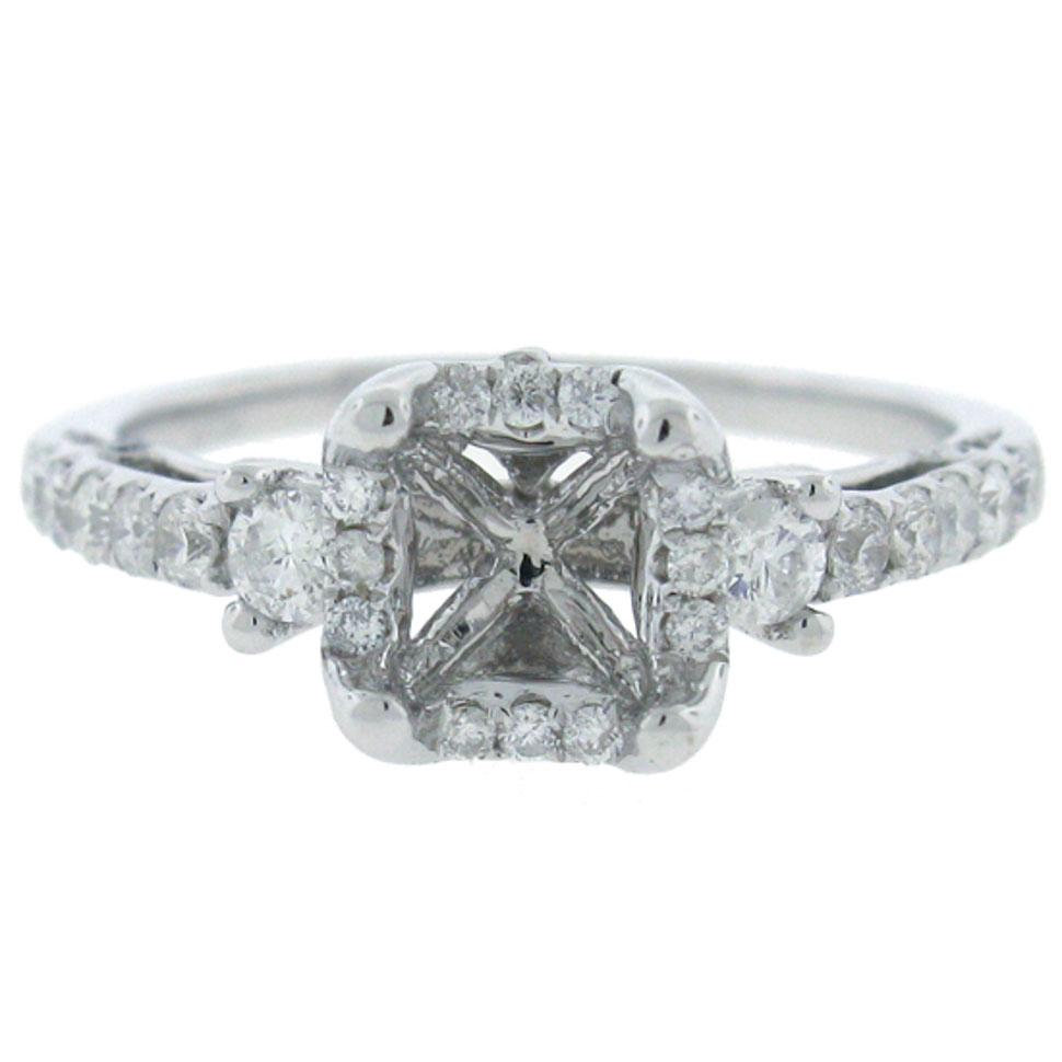 18k White Gold Diamond Semi-mount Ring - 0.46ct