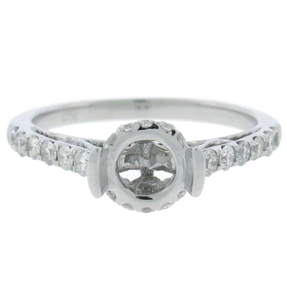 18k White Gold Diamond Semi-mount Ring - 0.44ct