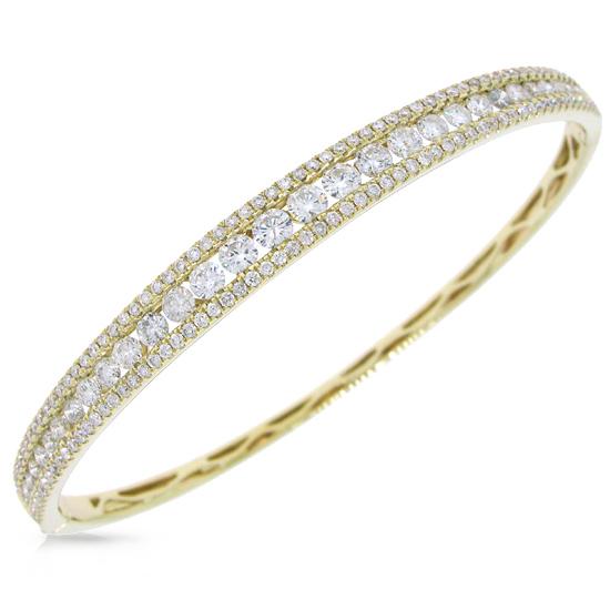 14k Yellow Gold Diamond Bangle - 3.15ct