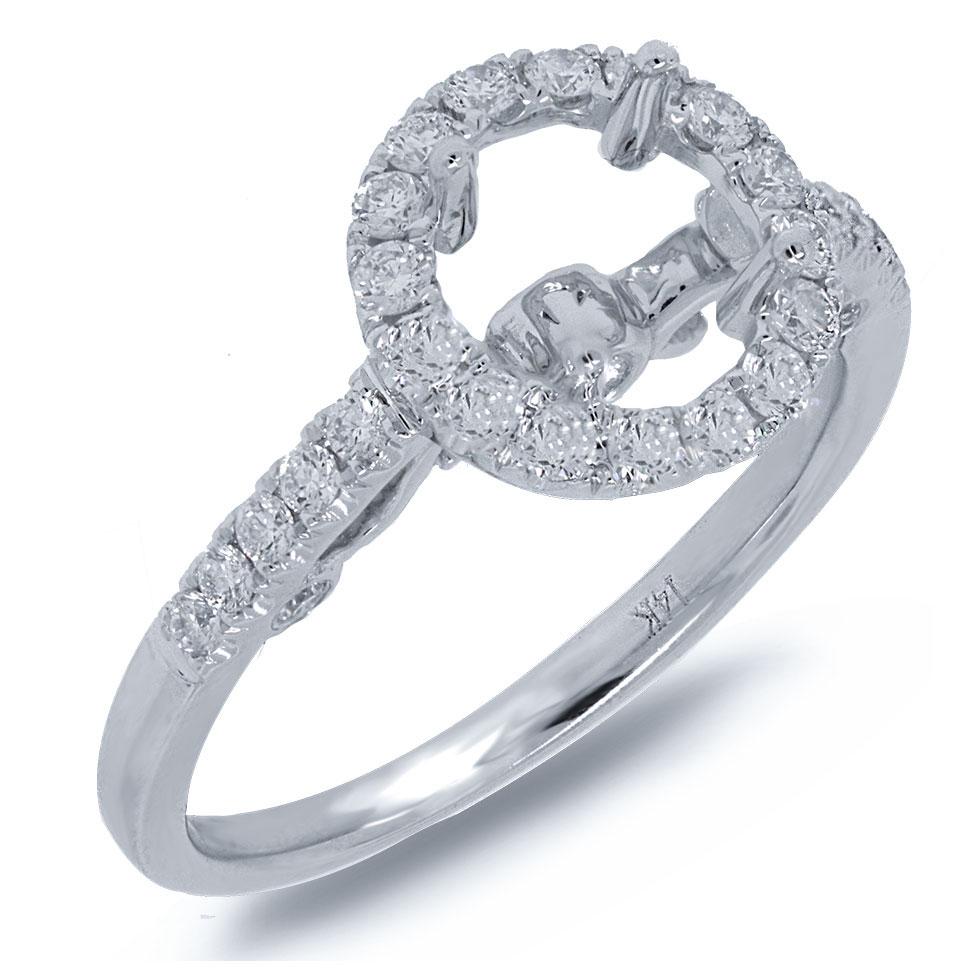 14k White Gold Diamond Semi-mount Ring - 0.51ct