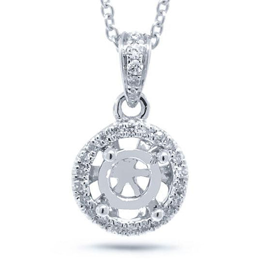 14k White Gold Diamond Semi-mount Pendant - 0.07ct