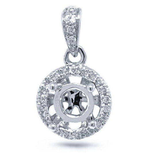 14k White Gold Diamond Semi-mount Pendant - 0.07ct