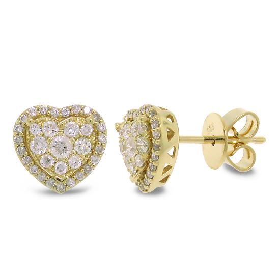 14k Yellow Gold Diamond Heart Stud Earring - 0.41ct
