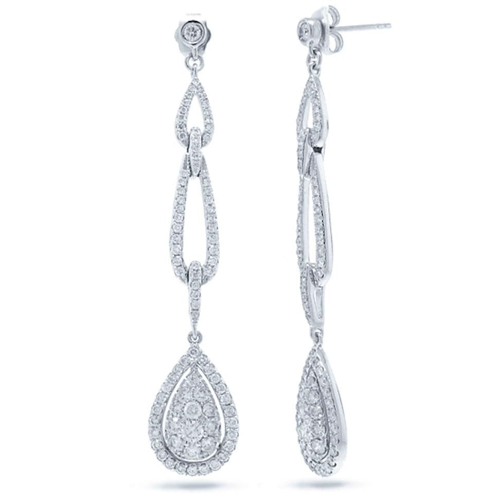 14k White Gold Diamond Earring - 1.82ct